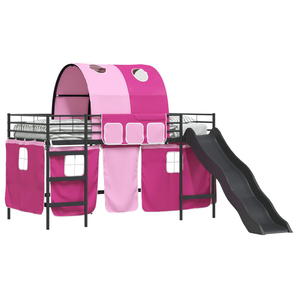 Kinder-Etagenbett Schwarz und Pink 80 x 200 cm Metall