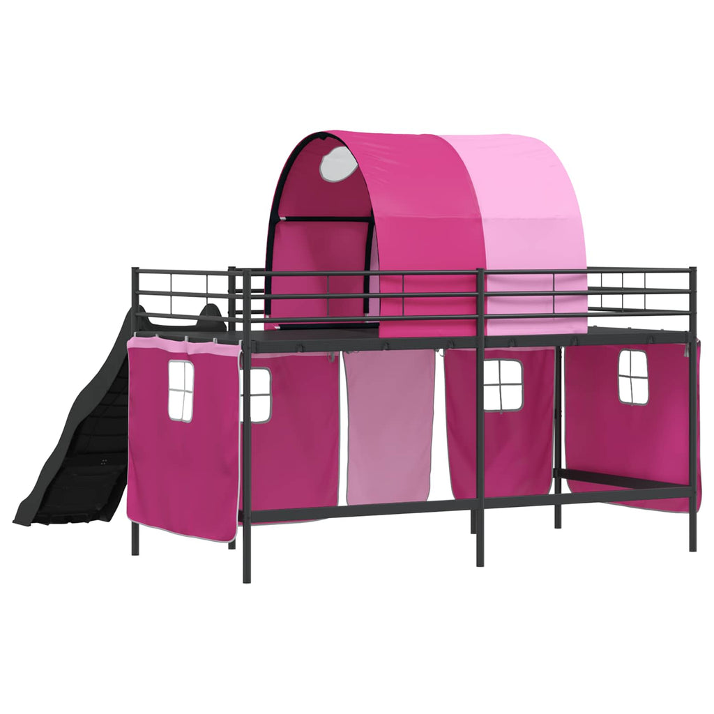 Kinder-Etagenbett Schwarz und Pink 80 x 200 cm Metall