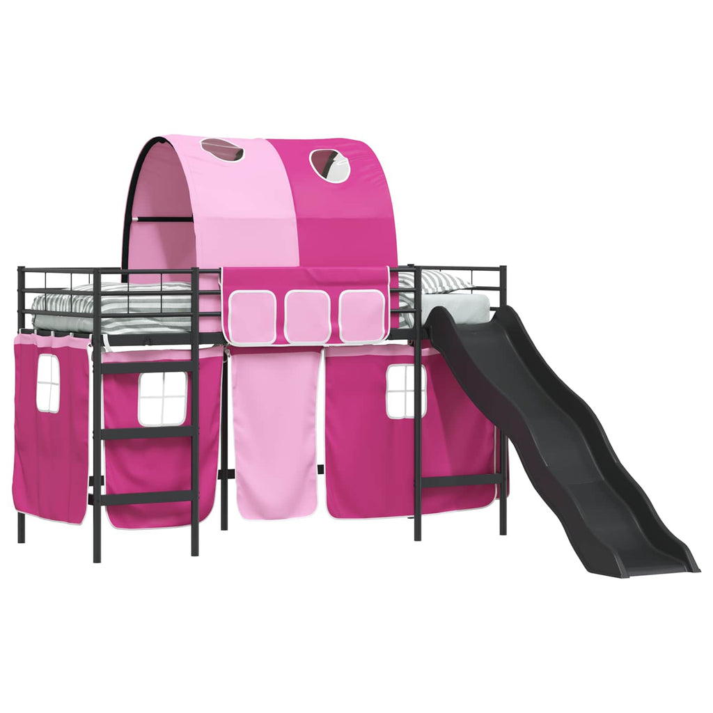 Kinder-Etagenbett Schwarz und Pink 90 x 190 cm Metall