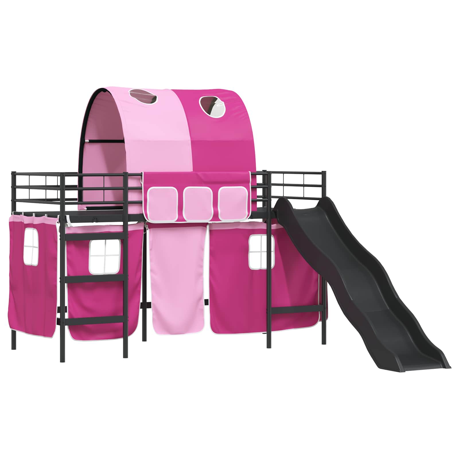 Kinder-Etagenbett Schwarz und Pink 100 x 190 cm Metall