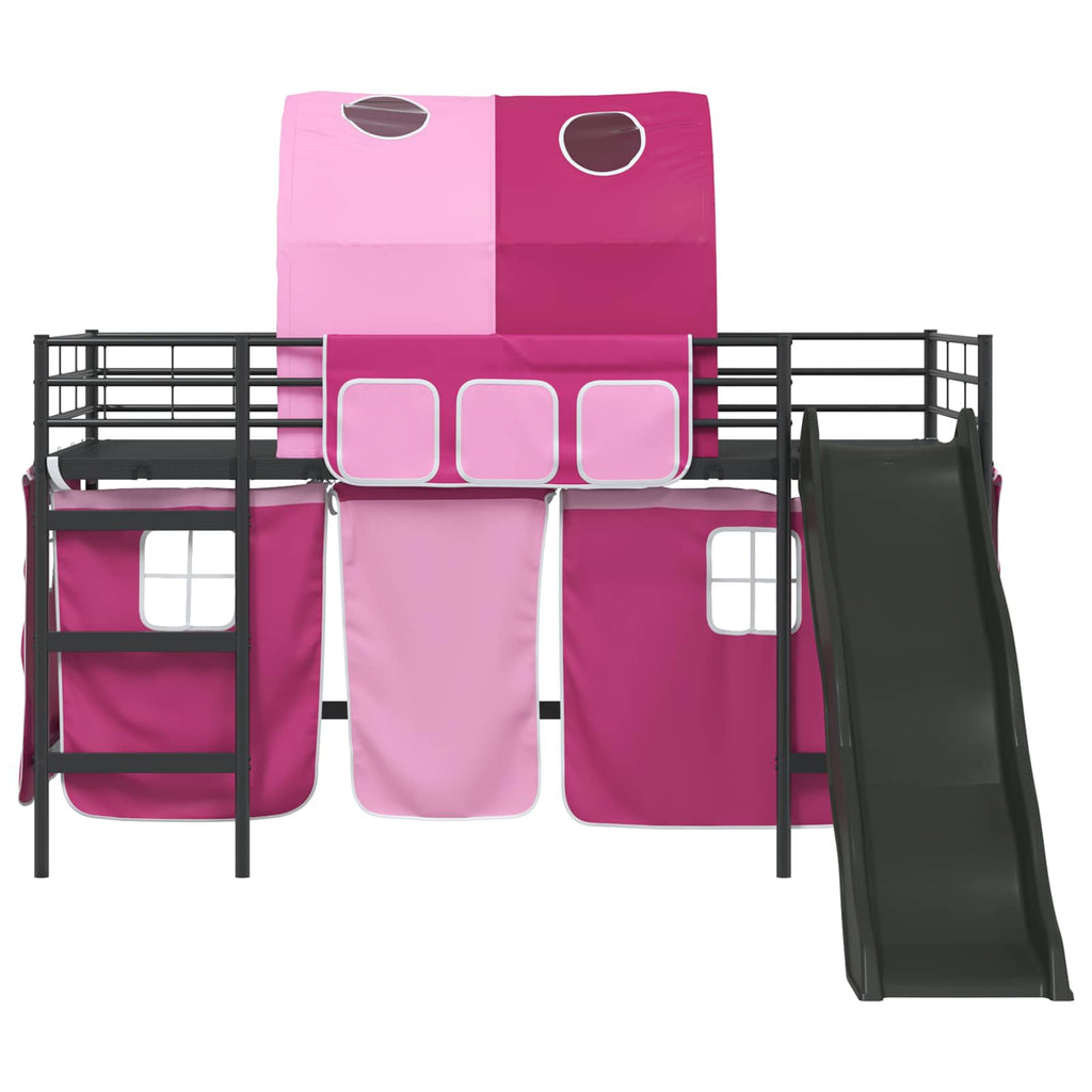 Kinder-Etagenbett Schwarz und Pink 100 x 200 cm Metall