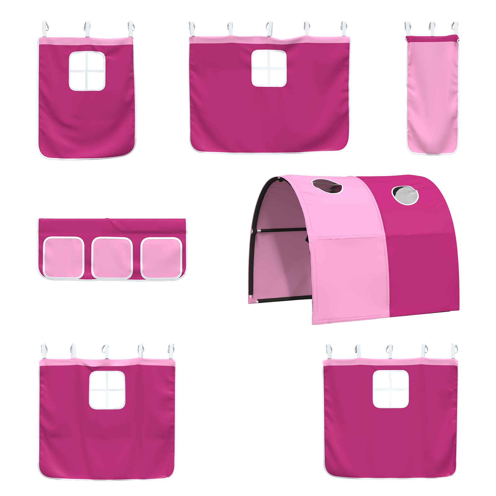 Kinder-Etagenbett Schwarz und Pink 107 x 200 cm Metall