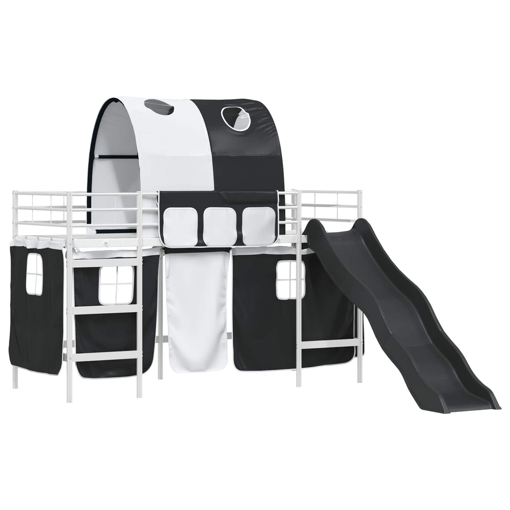 Kinder-Etagenbett Weiß und Schwarz 75 x 190 cm Metall