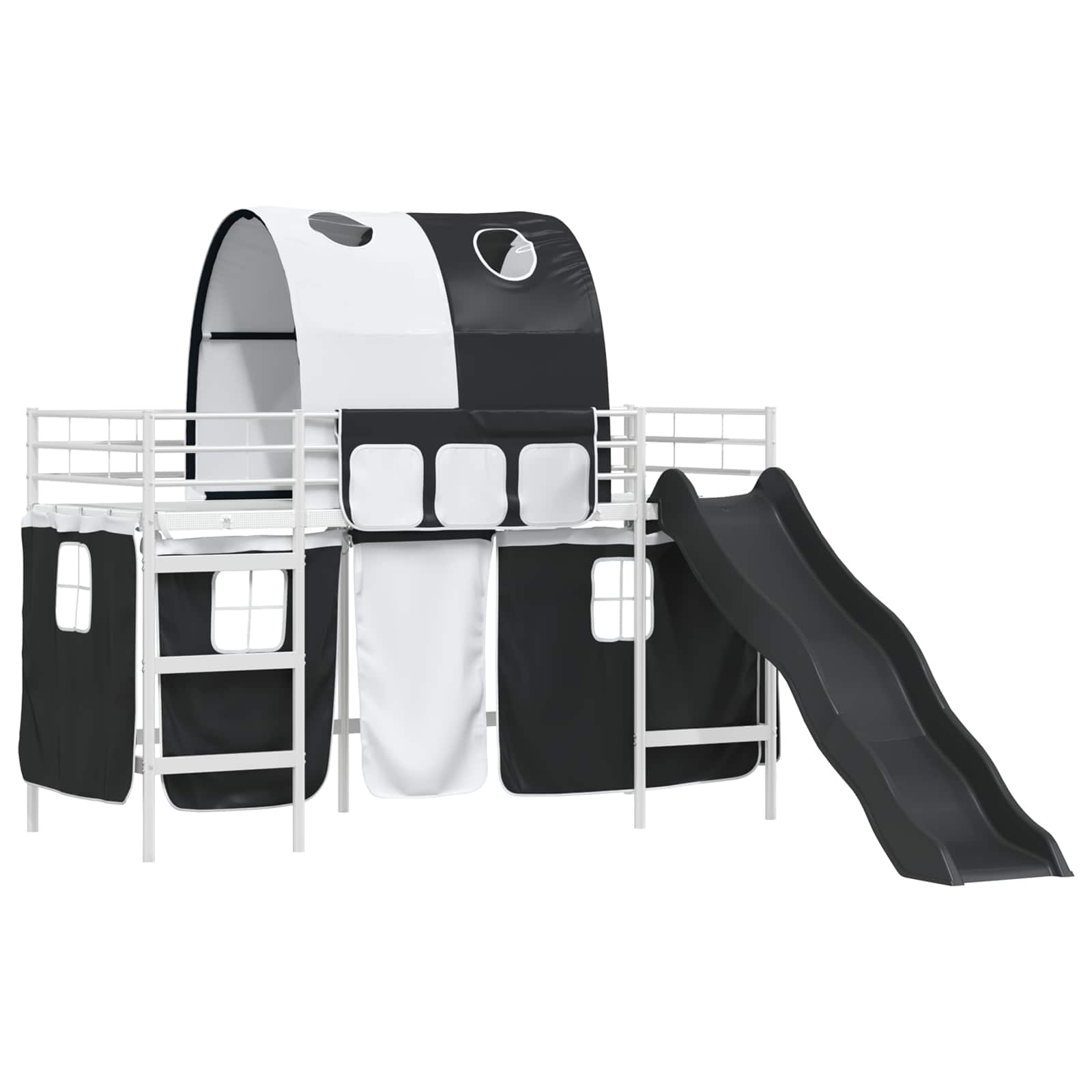 Kinder-Etagenbett Weiß und Schwarz 75 x 190 cm Metall