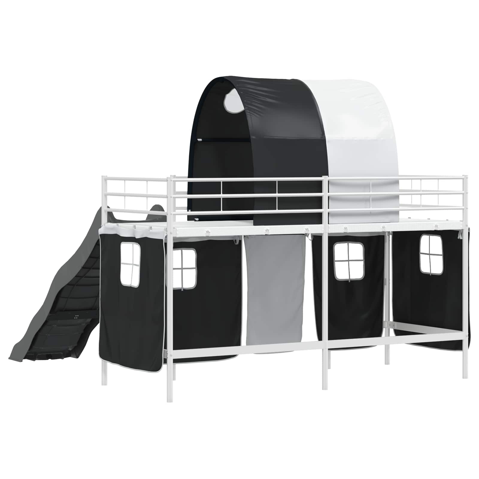 Kinder-Etagenbett Weiß und Schwarz 75 x 190 cm Metall