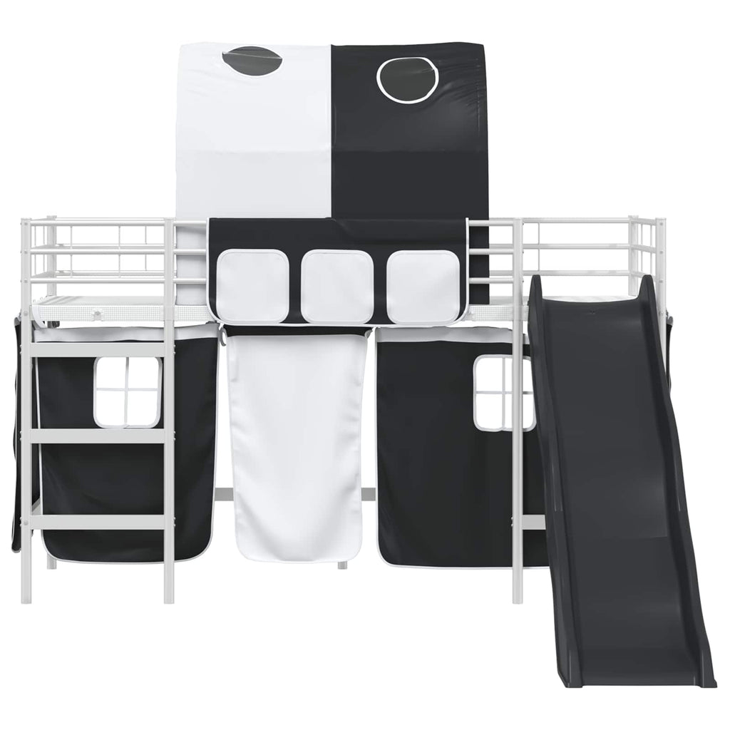 Kinder-Etagenbett Weiß und Schwarz 100 x 190 cm Metall