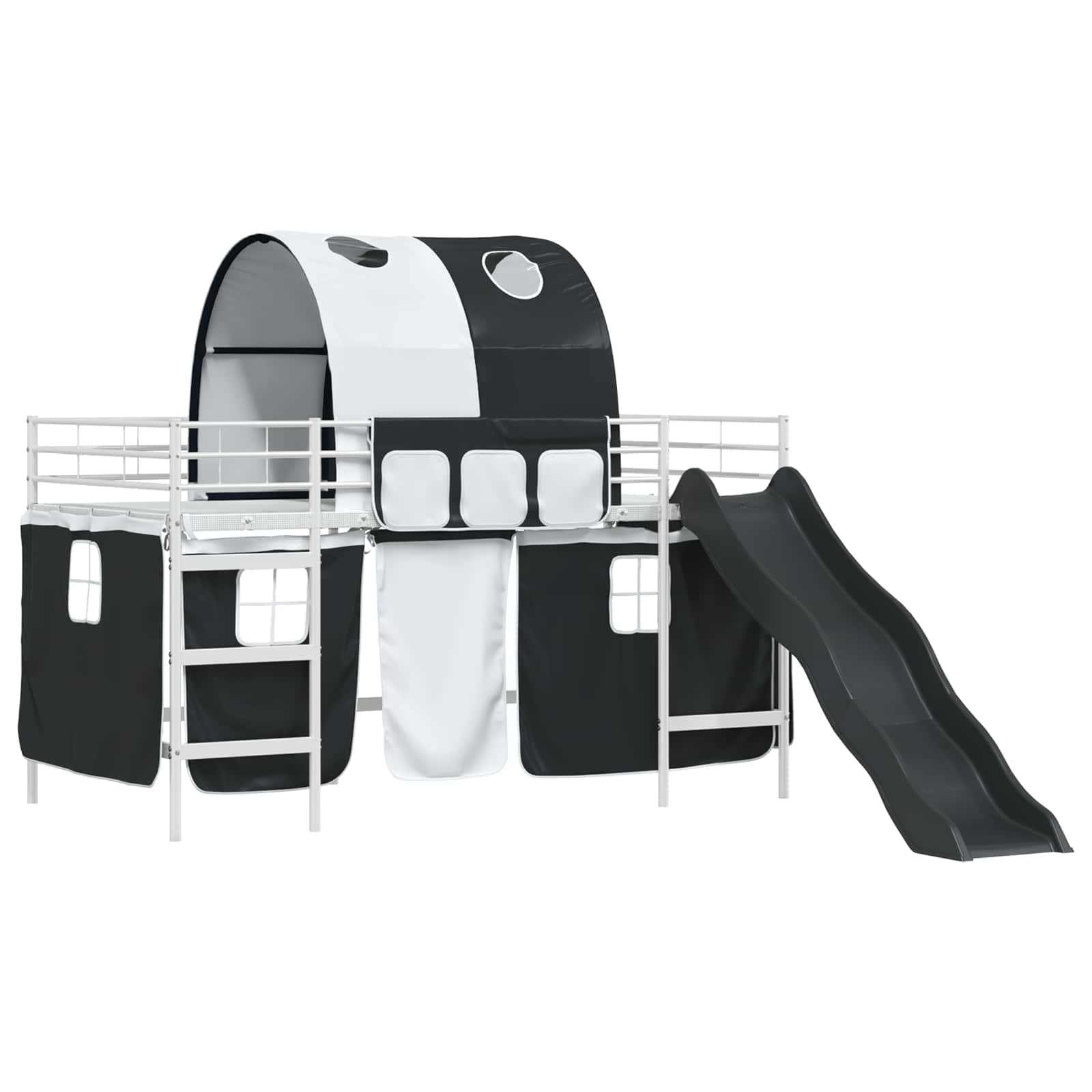 Kinder-Etagenbett Weiß und Schwarz 100 x 200 cm Metall