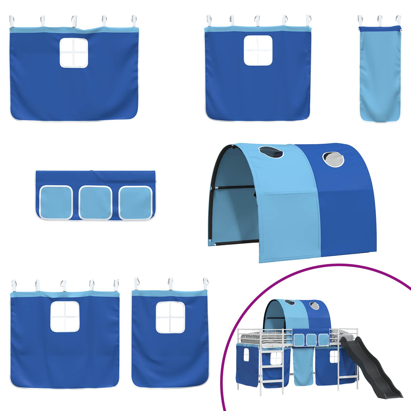 Kinder-Etagenbett Weiß und Blau 80 x 200 cm Metall