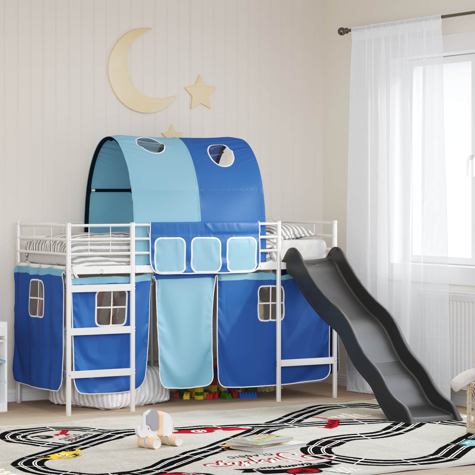 Kinder-Etagenbett Weiß und Blau 100 x 190 cm Metall
