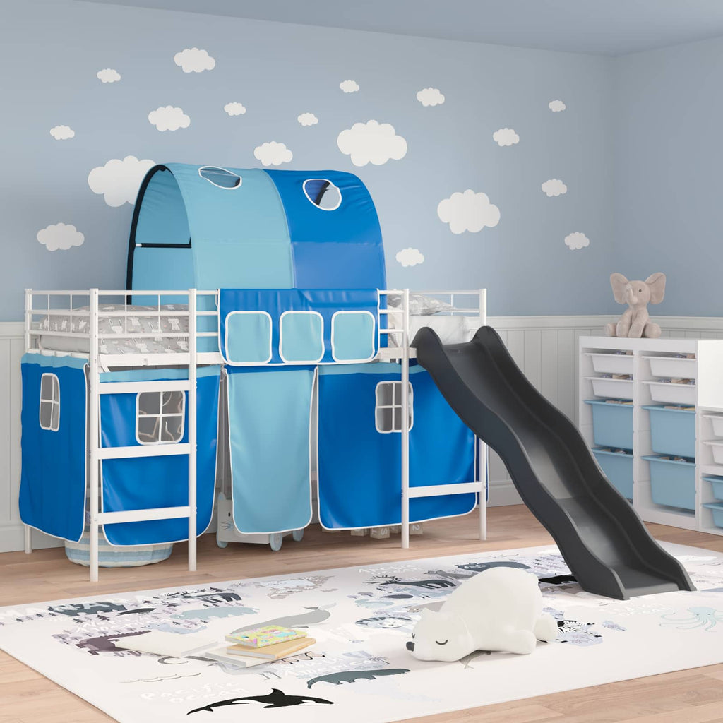 Kinder-Etagenbett Weiß und Blau 100 x 190 cm Metall