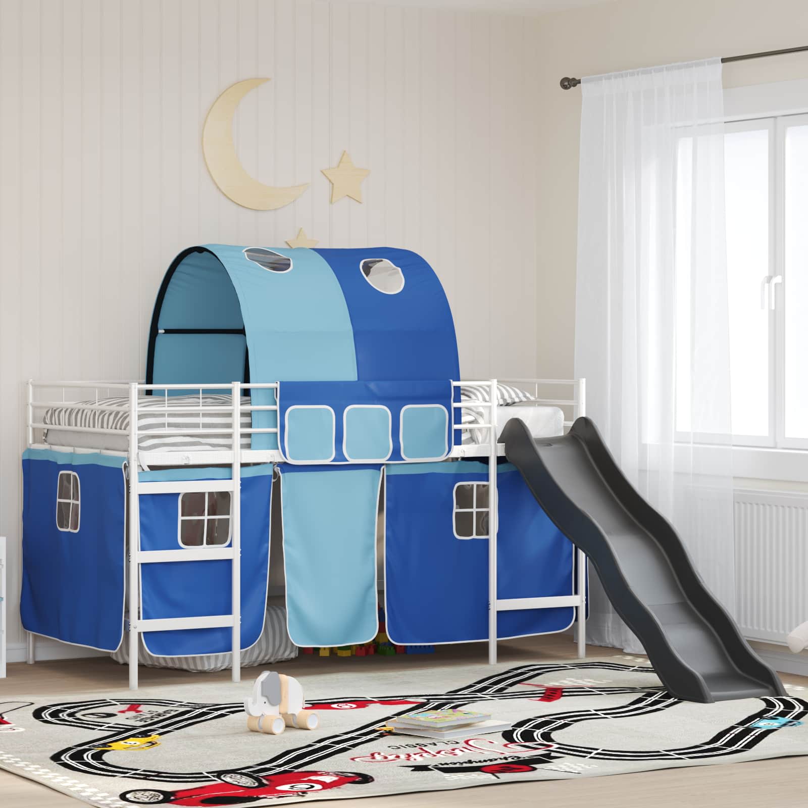 Kinder-Etagenbett Weiß und Blau 100 x 200 cm Metall