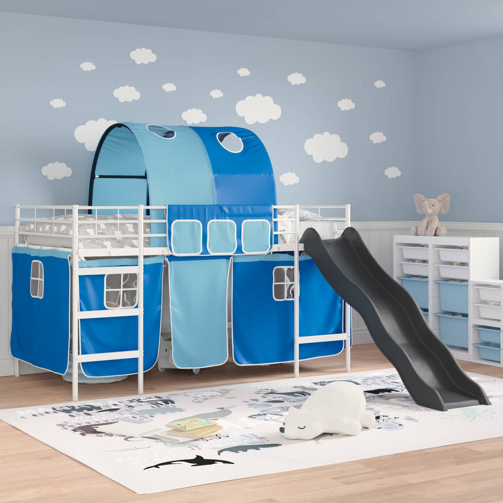 Kinder-Etagenbett Weiß und Blau 100 x 200 cm Metall