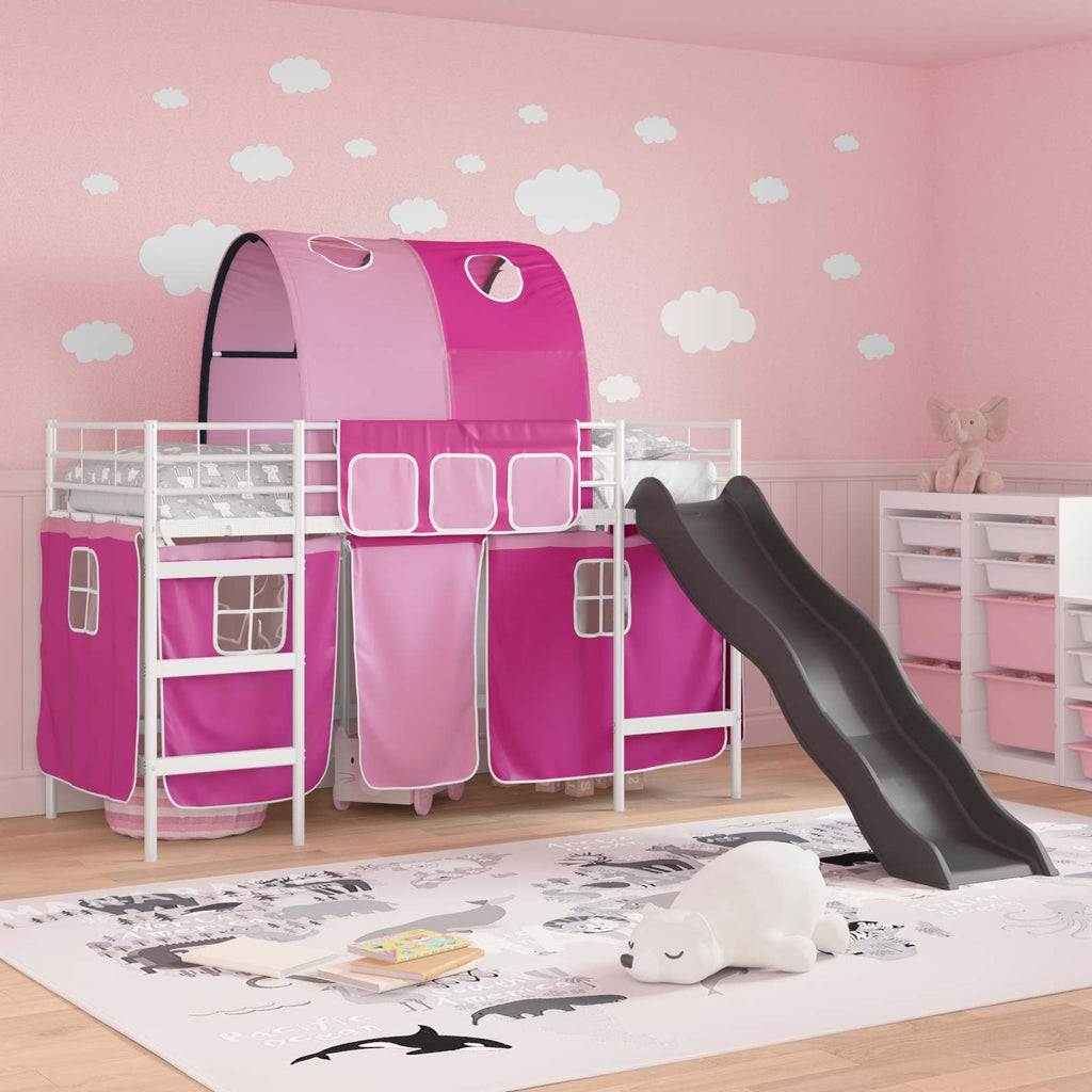 Kinder-Etagenbett Weiß und Rosa 75 x 190 cm Metall