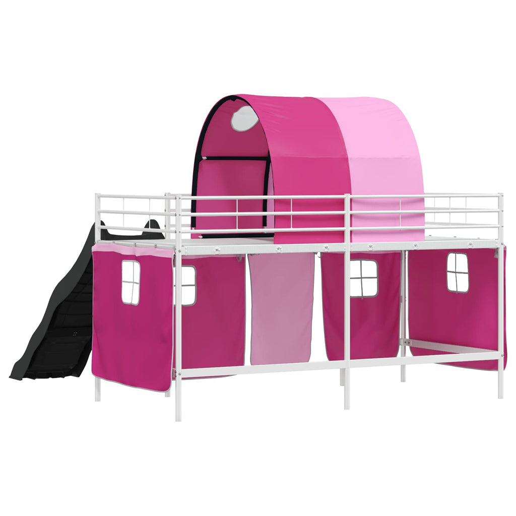 Kinder-Etagenbett Weiß und Rosa 107 x 200 cm Metall