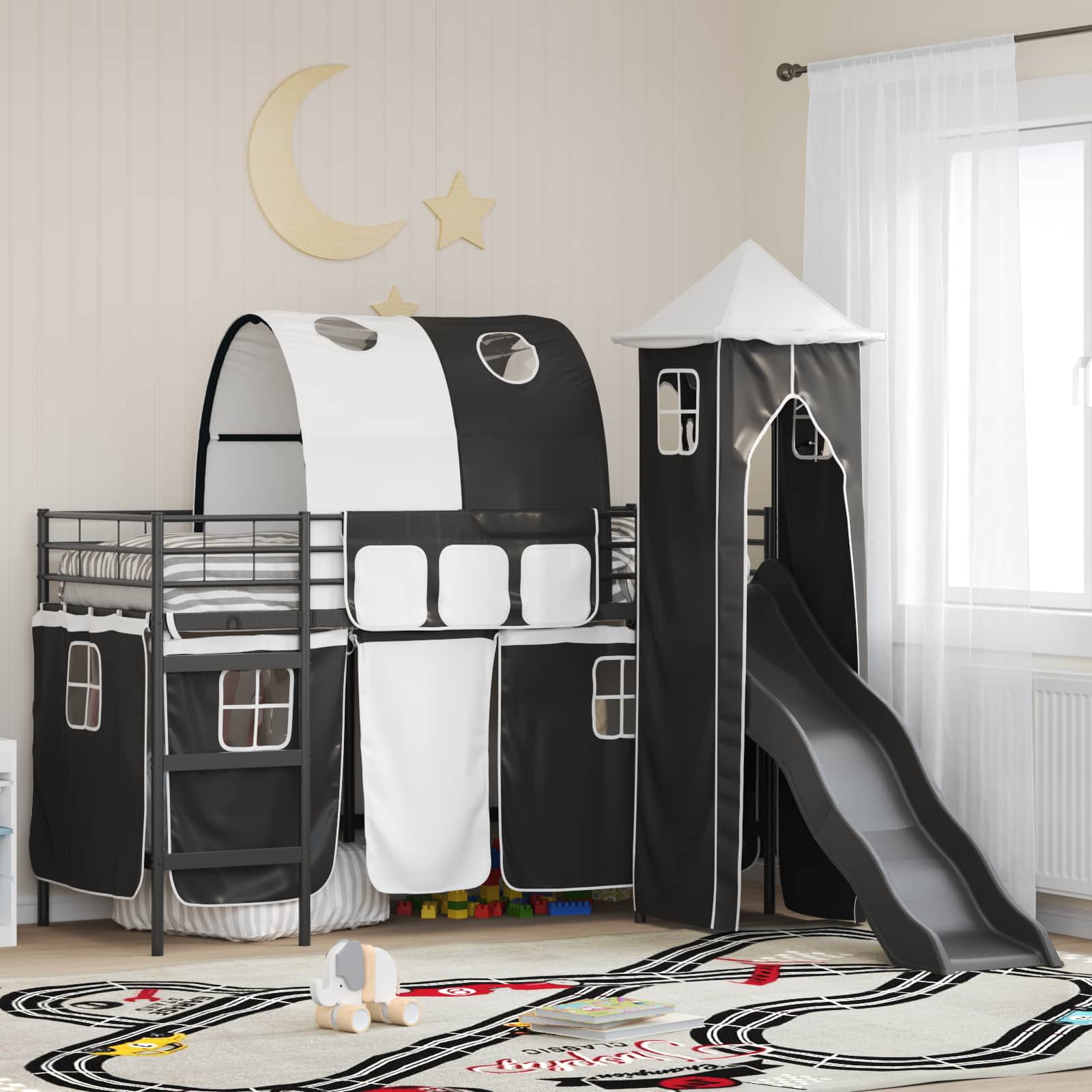 Kinderloftbett Schwarz 75 x 190 cm Metall