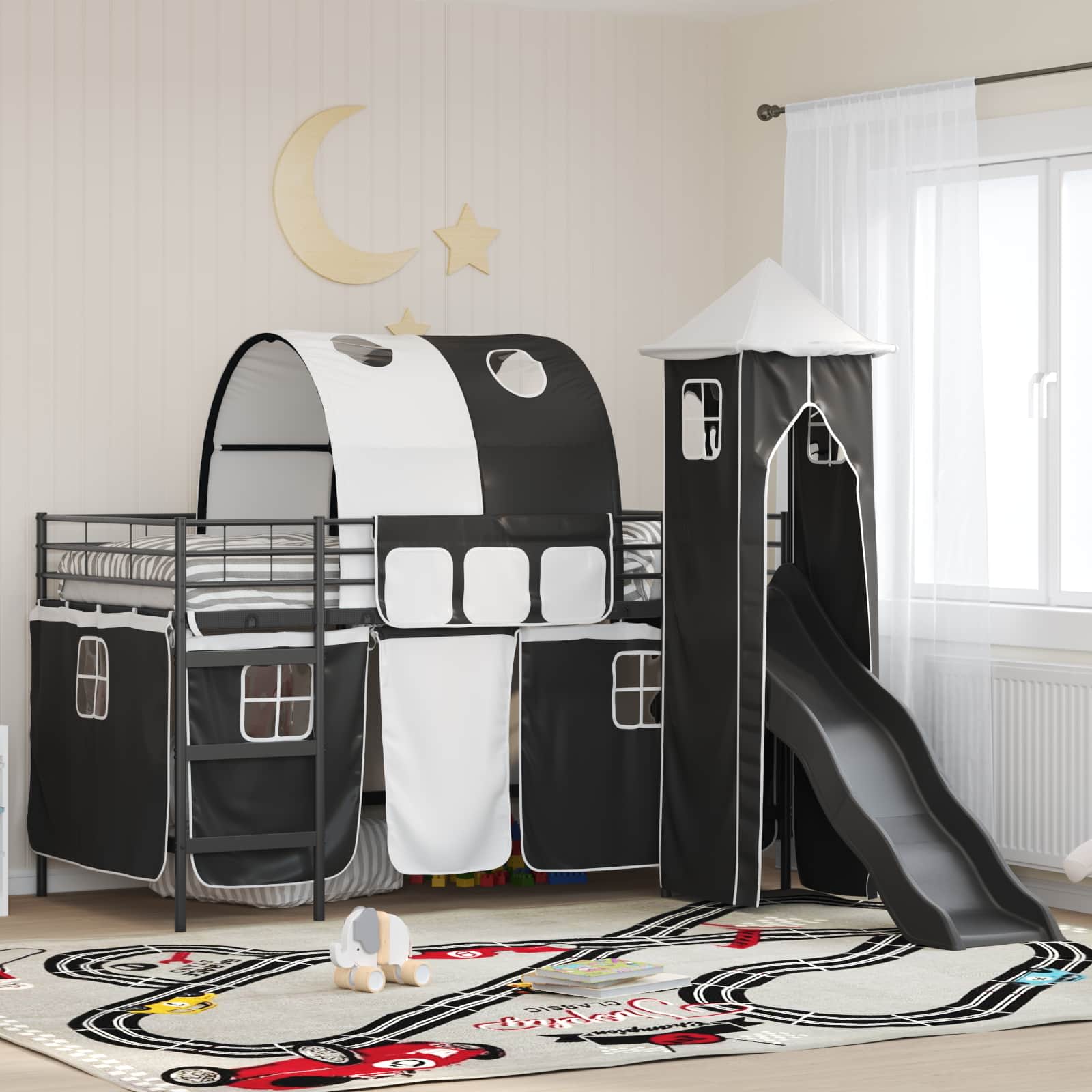 Kinderloftbett Schwarz 80 x 200 cm Metall