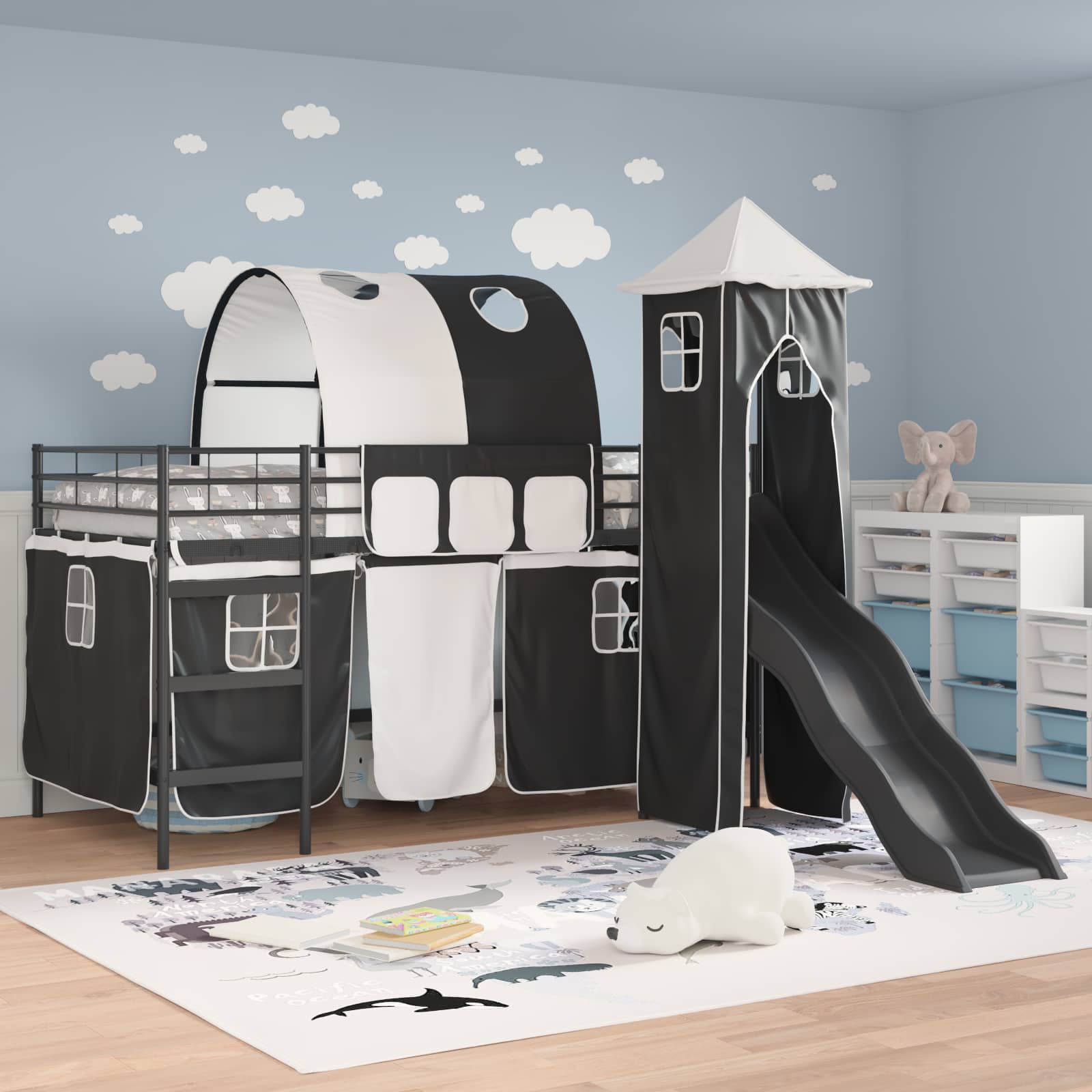 Kinderloftbett Schwarz 80 x 200 cm Metall