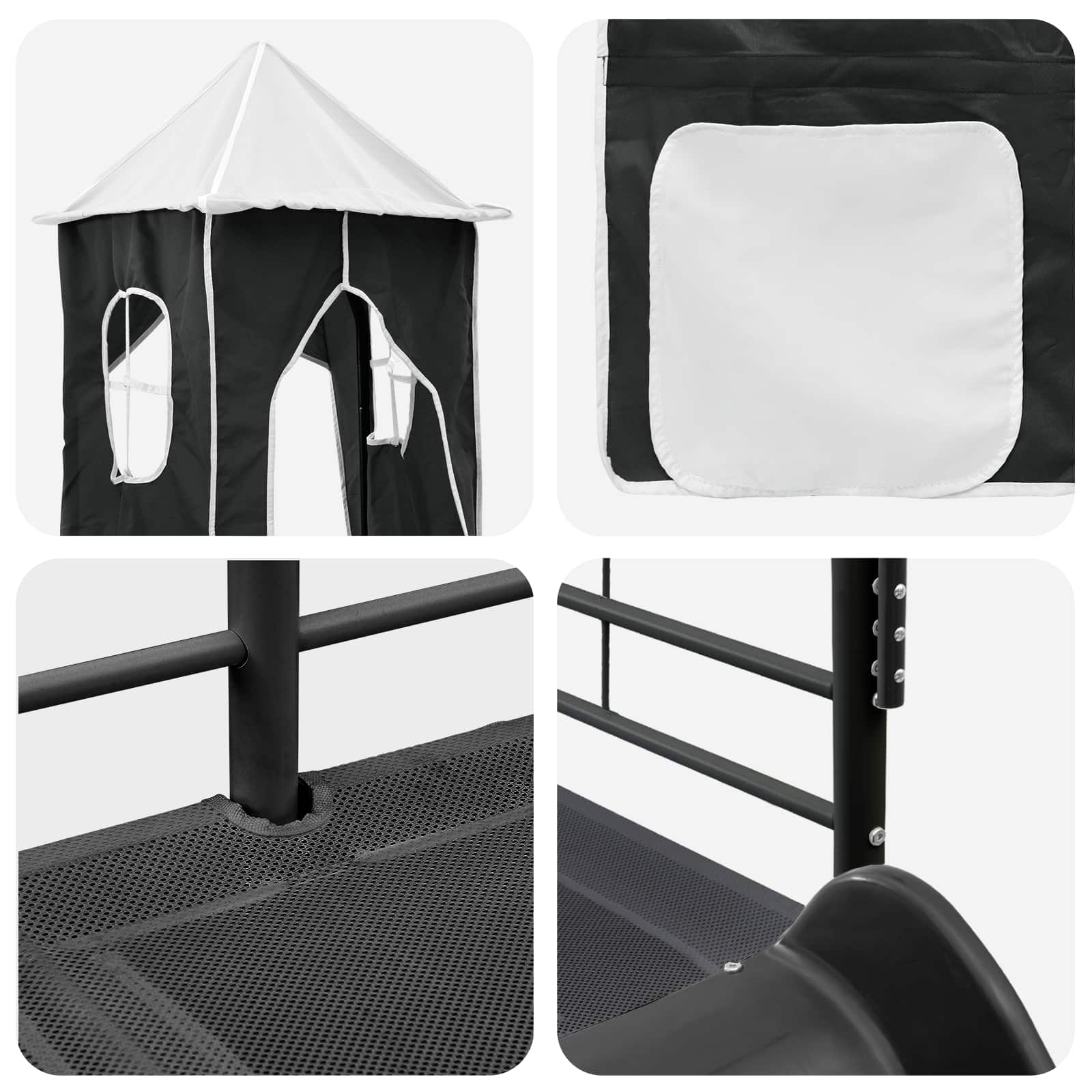Kinderloftbett Schwarz 100 x 200 cm Metall