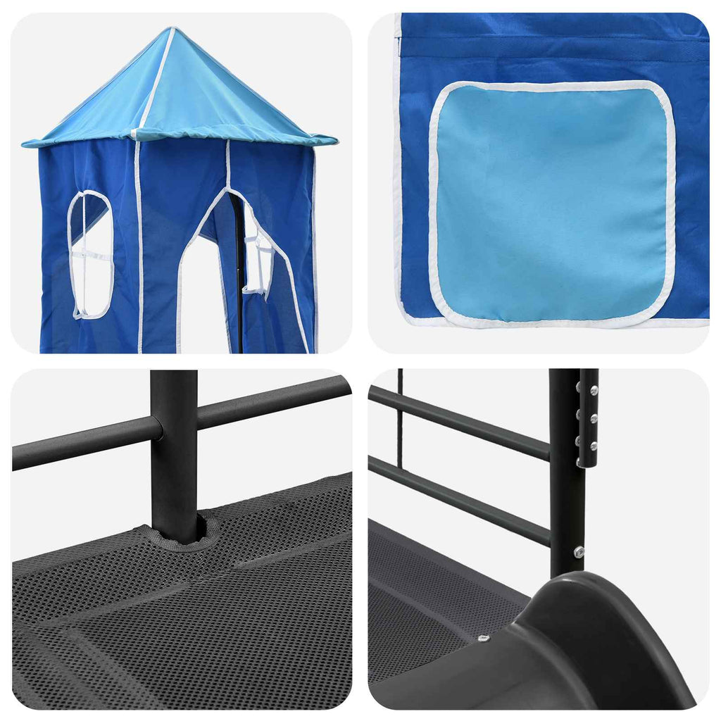 Kinderloftbett Schwarz und Blau 75 x 190 cm Metall