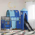 Kinderloftbett Schwarz und Blau 75 x 190 cm Metall