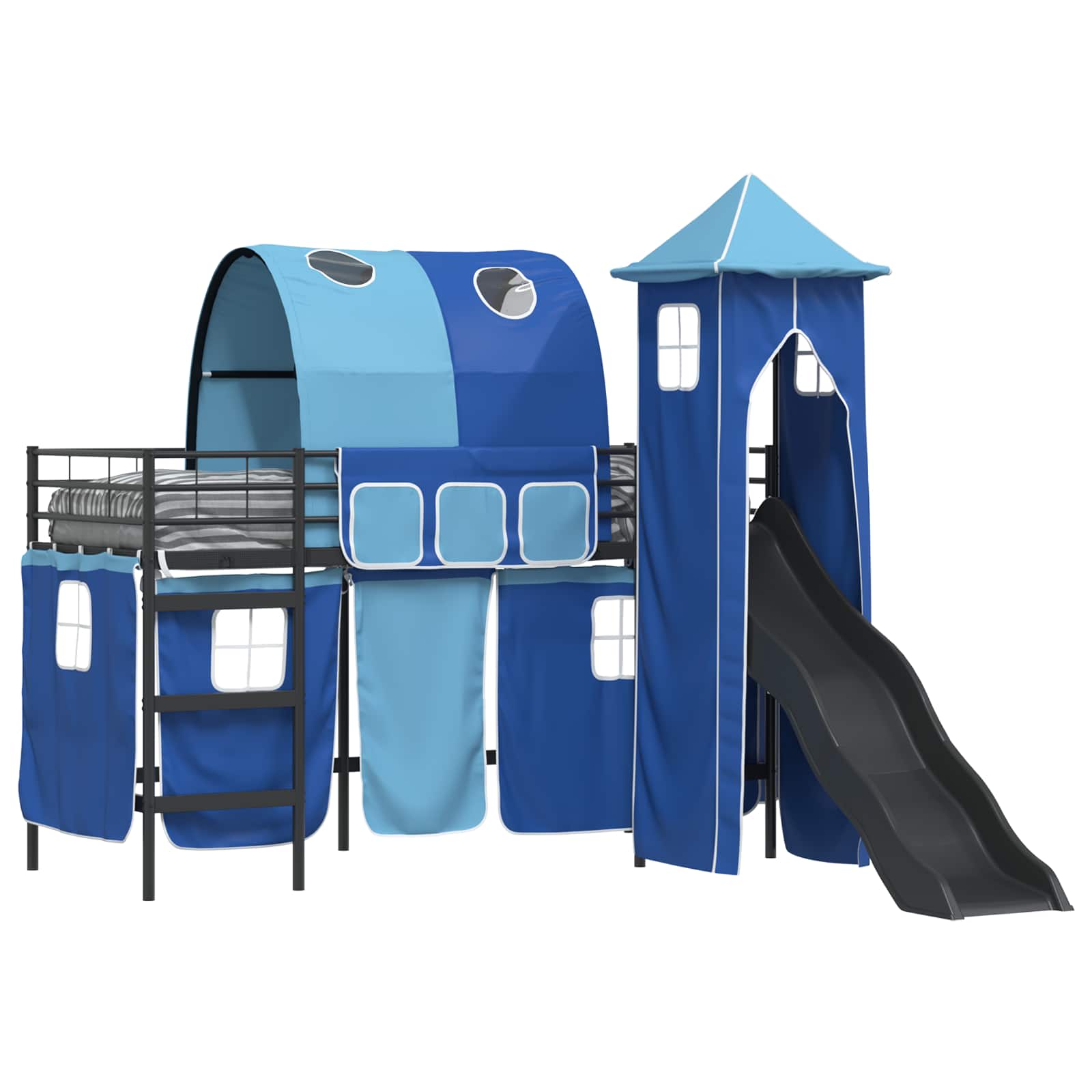 Kinderloftbett Schwarz und Blau 75 x 190 cm Metall