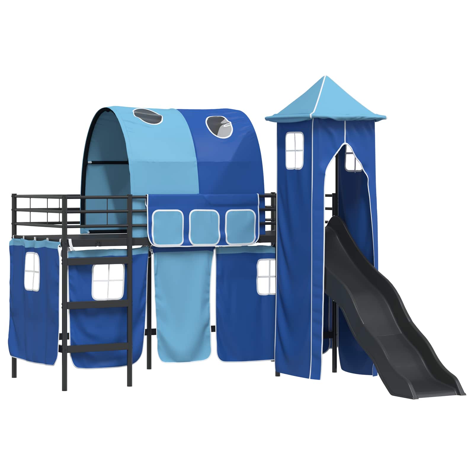 Kinderloftbett Schwarz und Blau 75 x 190 cm Metall