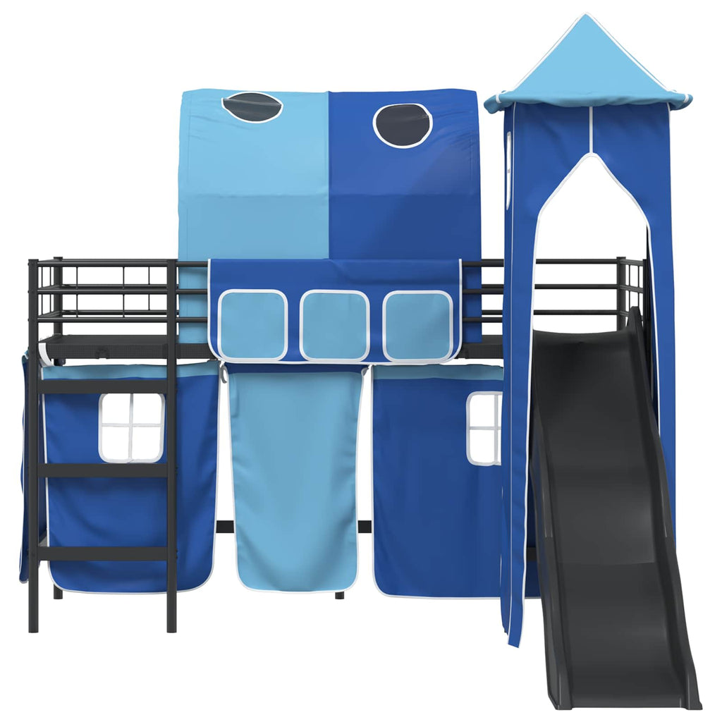 Kinderloftbett Schwarz und Blau 75 x 190 cm Metall