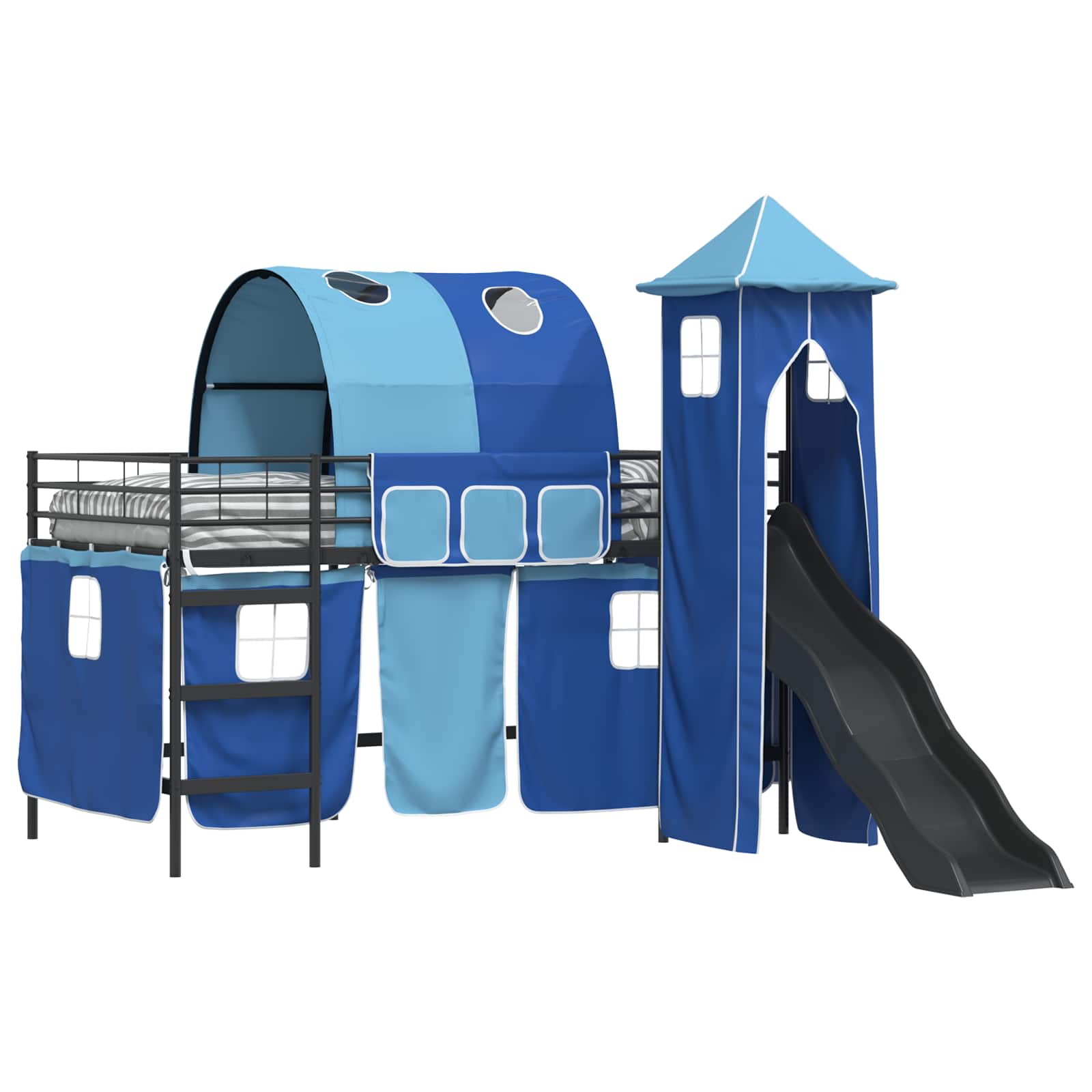 Kinderloftbett Schwarz und Blau 80 x 200 cm Metall