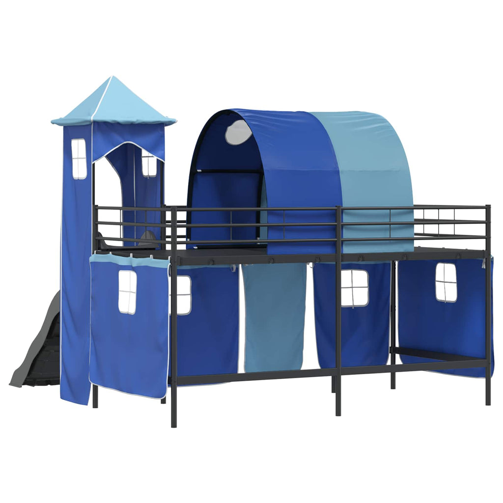 Kinderloftbett Schwarz und Blau 80 x 200 cm Metall