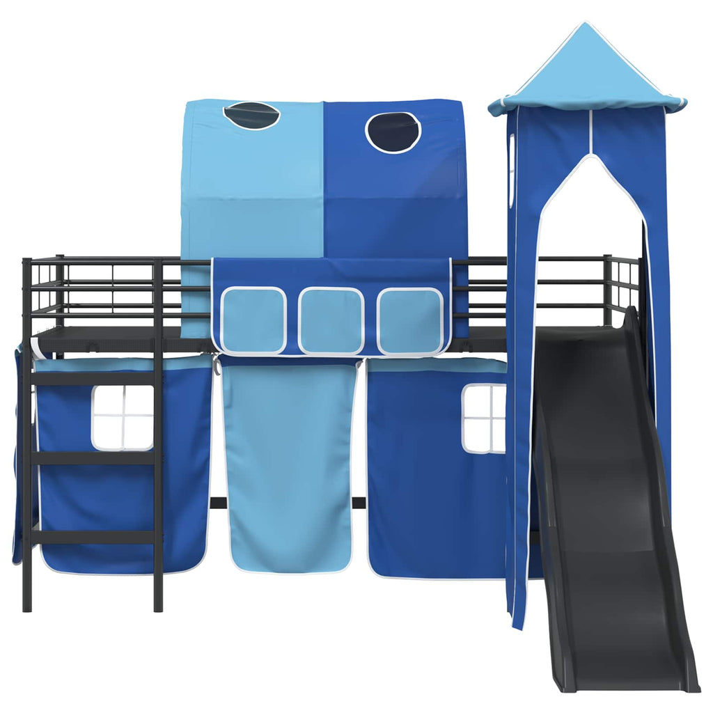 Kinderloftbett Schwarz und Blau 80 x 200 cm Metall