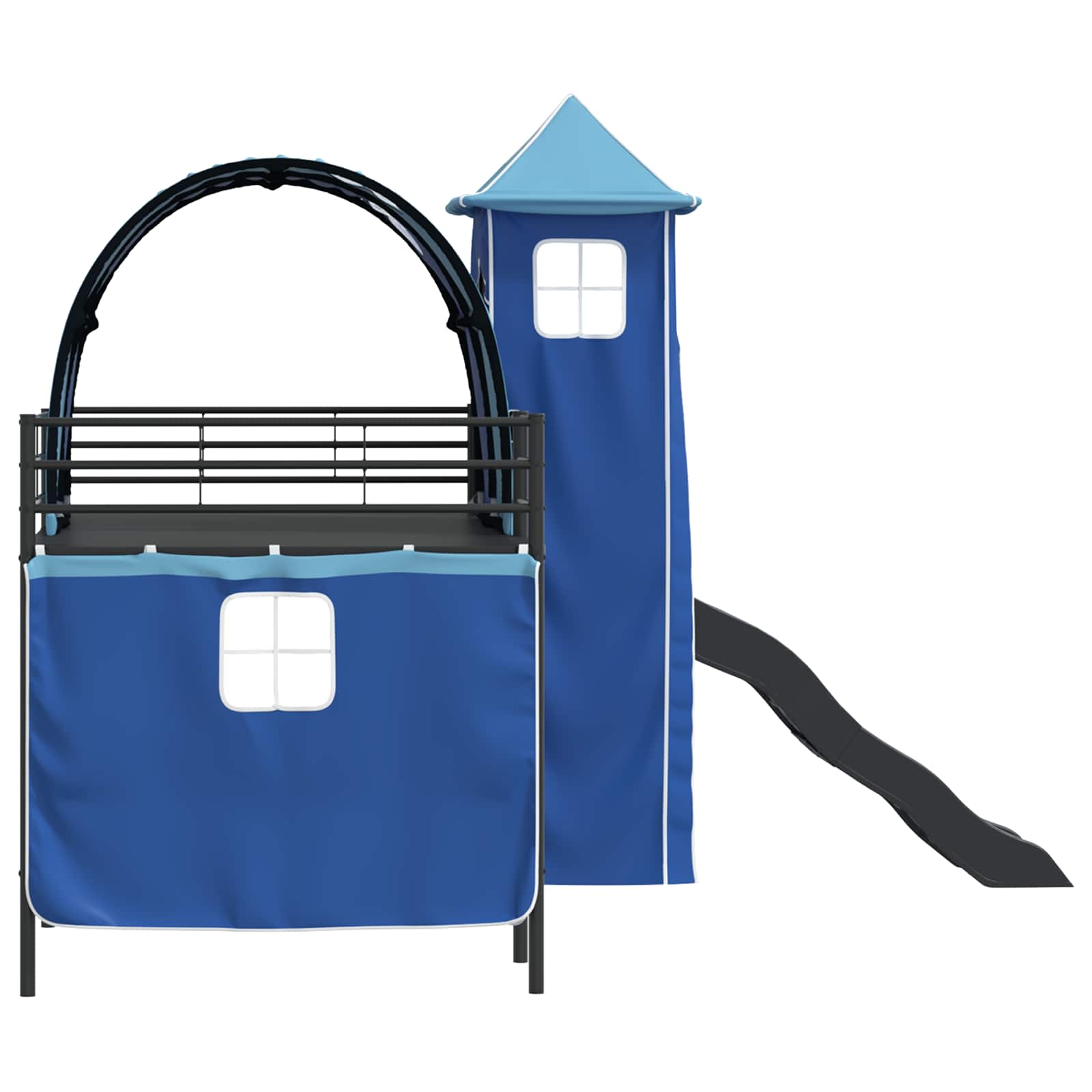 Kinderloftbett Schwarz und Blau 80 x 200 cm Metall
