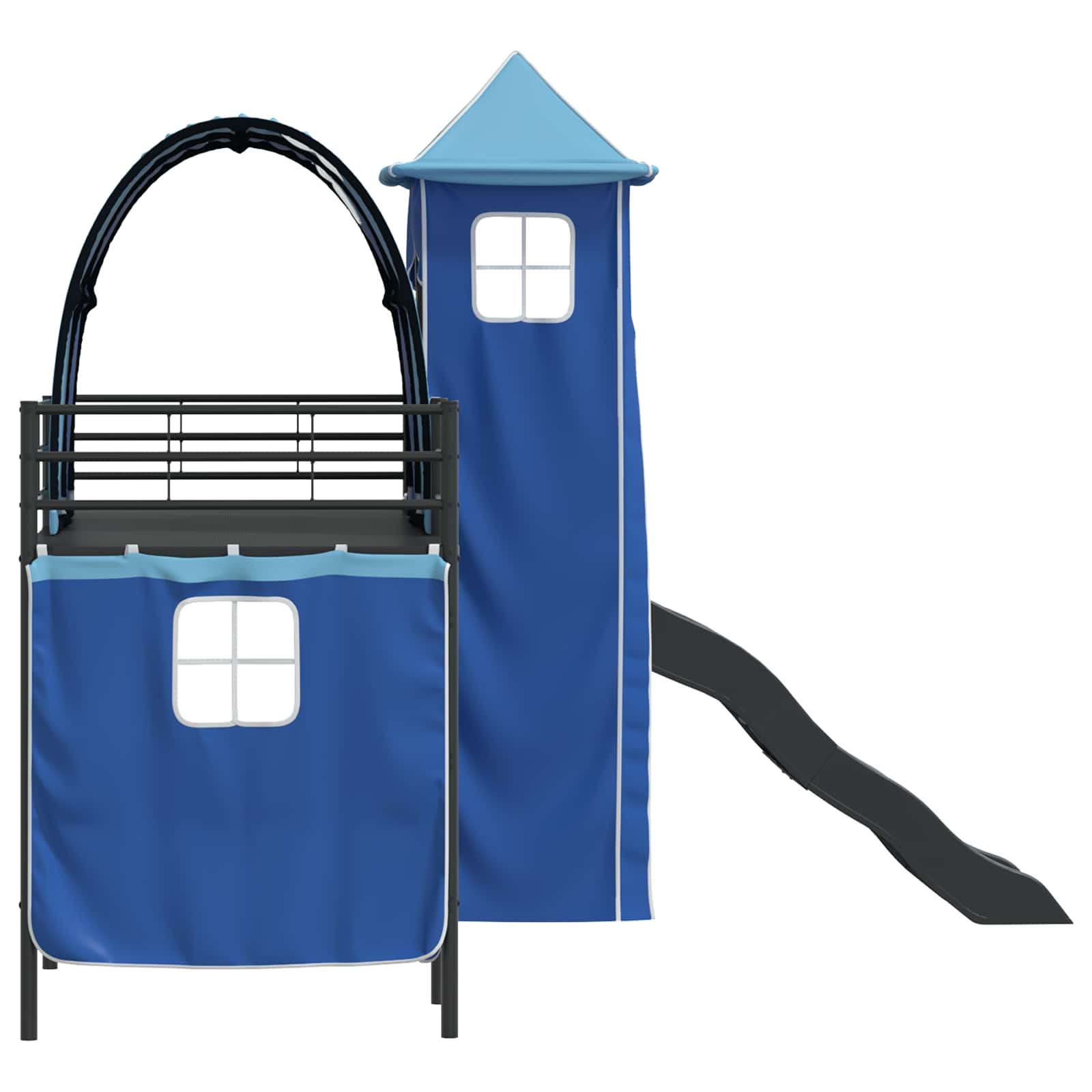 Kinderloftbett Schwarz und Blau 90 x 190 cm Metall
