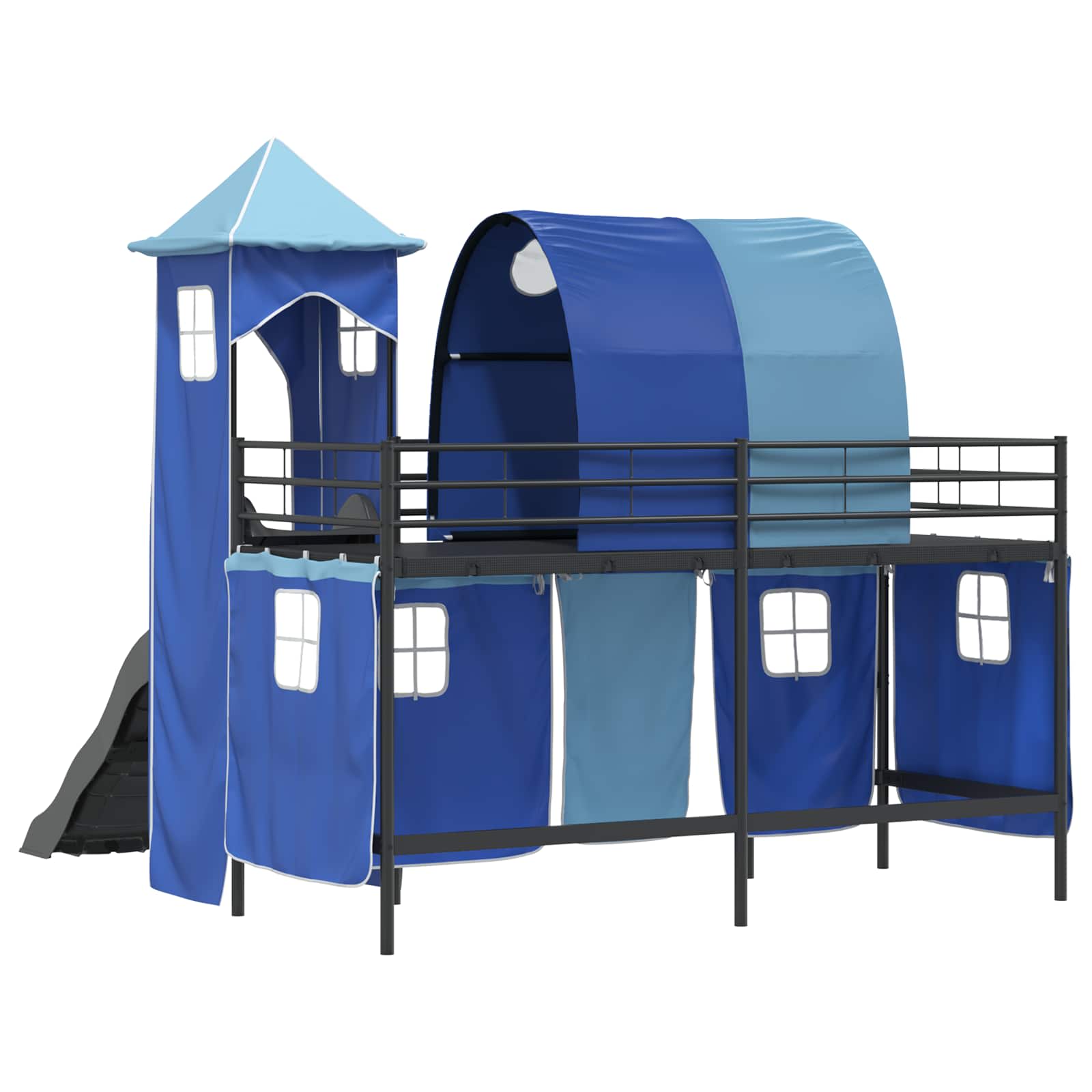 Kinderloftbett Schwarz und Blau 100 x 190 cm Metall