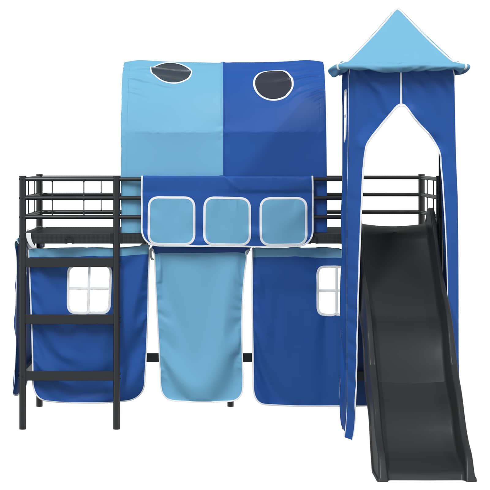 Kinderloftbett Schwarz und Blau 100 x 190 cm Metall