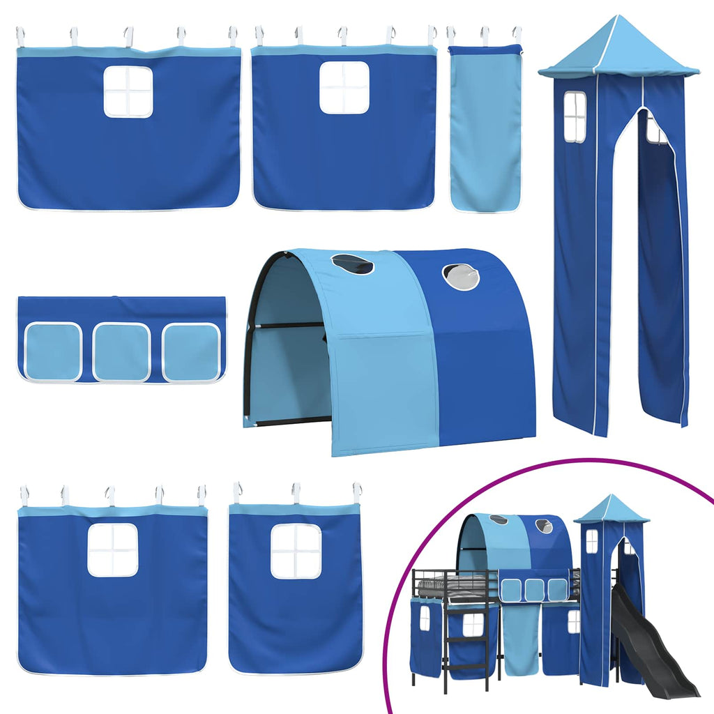 Kinderloftbett Schwarz und Blau 100 x 190 cm Metall