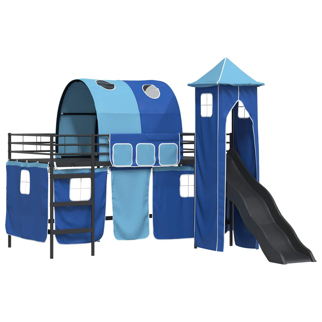 Kinderloftbett Schwarz und Blau 107 x 200 cm Metall