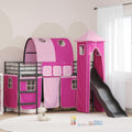 Kinderloftbett Schwarz und Pink 75 x 190 cm Metall
