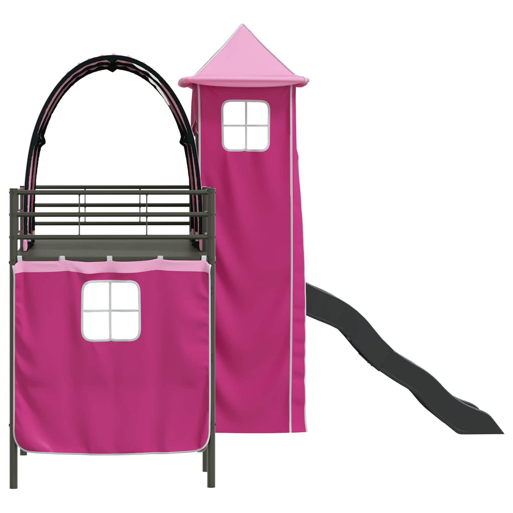 Kinderloftbett Schwarz und Pink 75 x 190 cm Metall