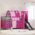 Kinderloftbett Schwarz und Pink 90 x 200 cm Metall