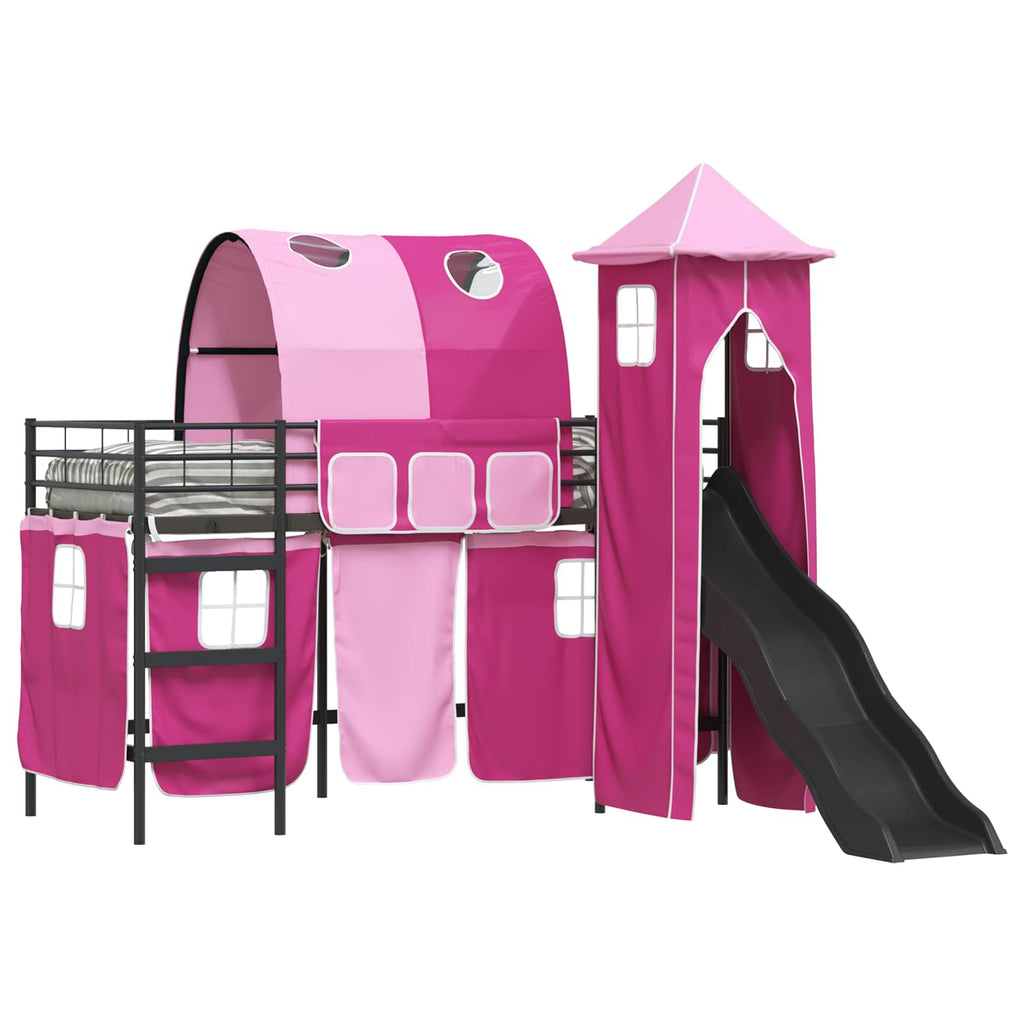 Kinderloftbett Schwarz und Pink 100 x 190 cm Metall