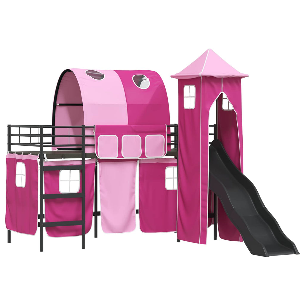 Kinderloftbett Schwarz und Pink 100 x 190 cm Metall