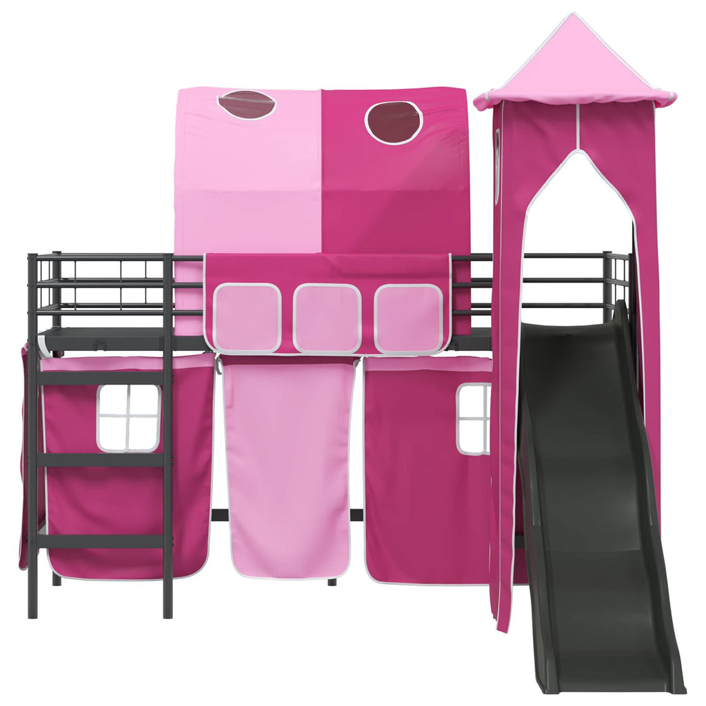 Kinderloftbett Schwarz und Pink 100 x 190 cm Metall