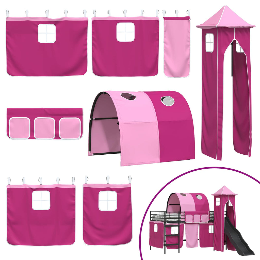 Kinderloftbett Schwarz und Pink 100 x 200 cm Metall