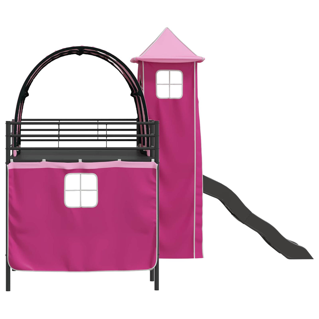 Kinderloftbett Schwarz und Pink 100 x 200 cm Metall