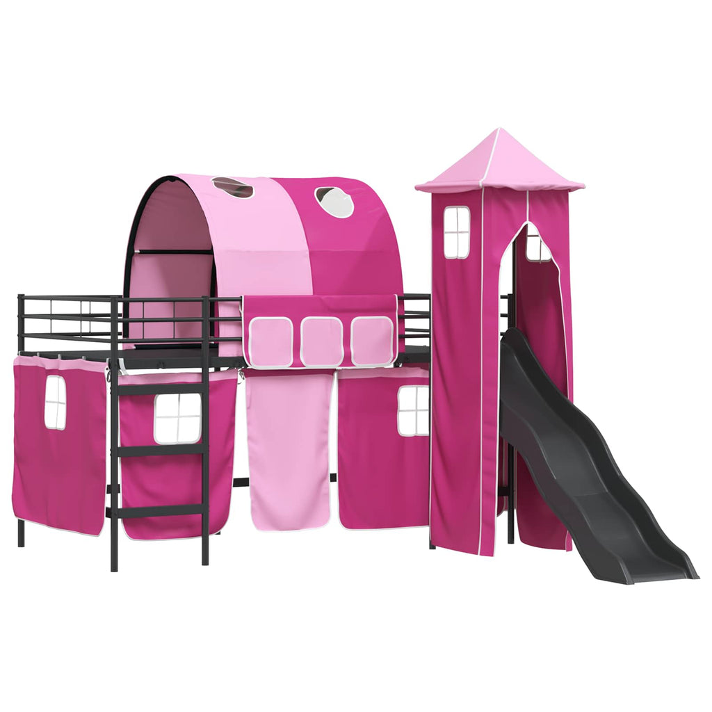 Kinderloftbett Schwarz und Pink 107 x 200 cm Metall