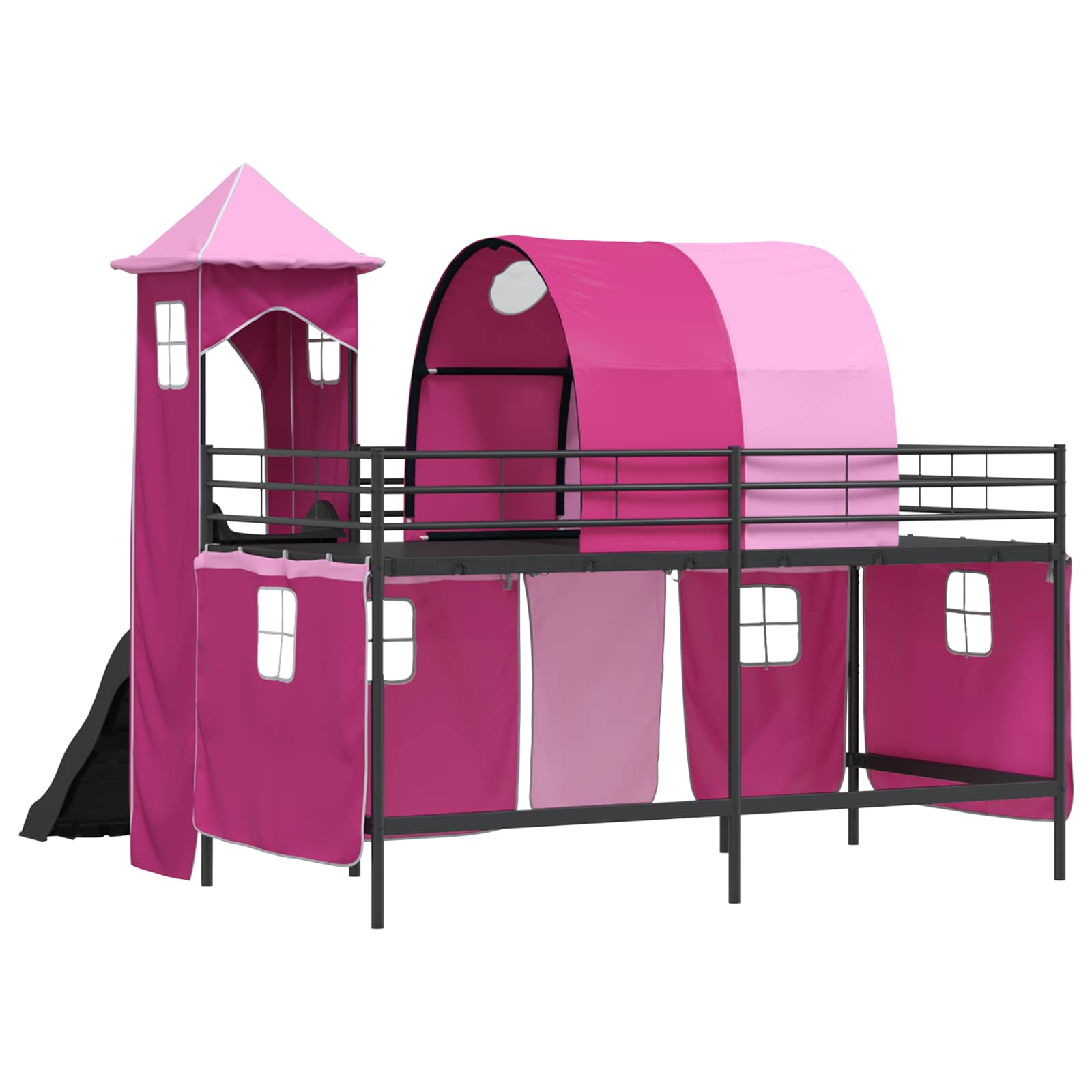 Kinderloftbett Schwarz und Pink 107 x 200 cm Metall