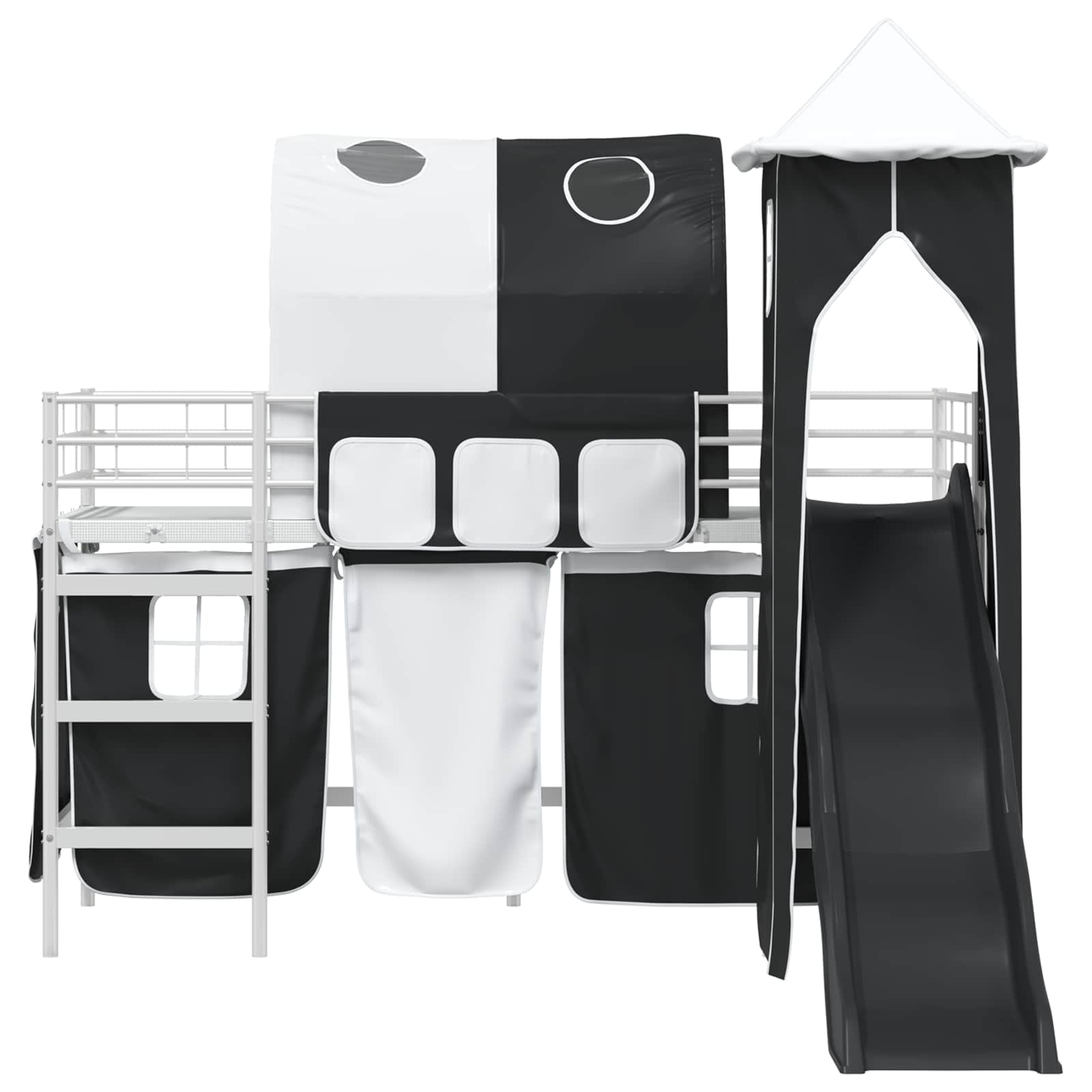 Kinderloftbett Weiß und Schwarz 75 x 190 cm Metall