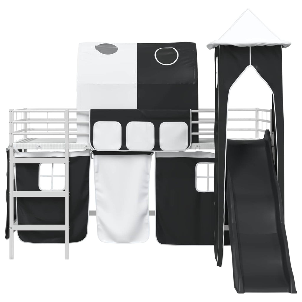 Kinderloftbett Weiß und Schwarz 80 x 200 cm Metall