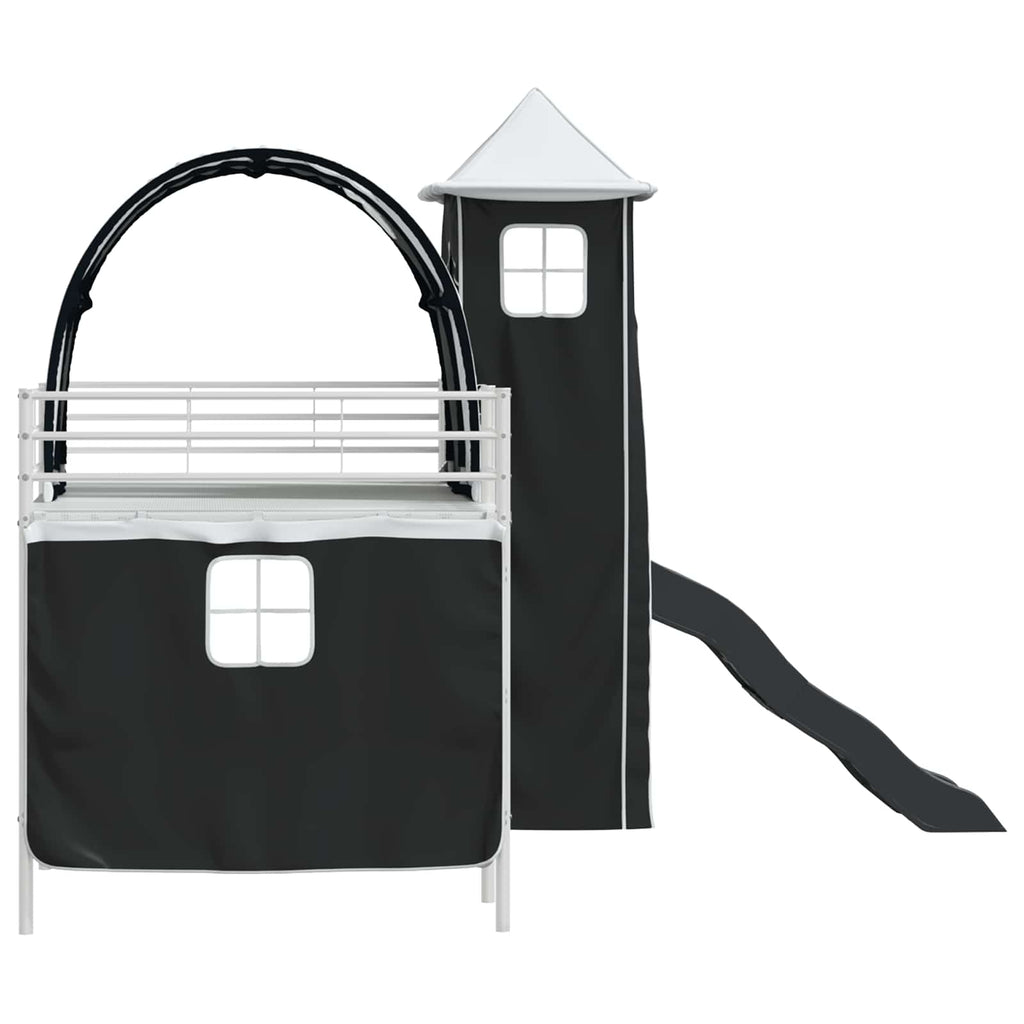Kinderloftbett Weiß und Schwarz 90 x 200 cm Metall