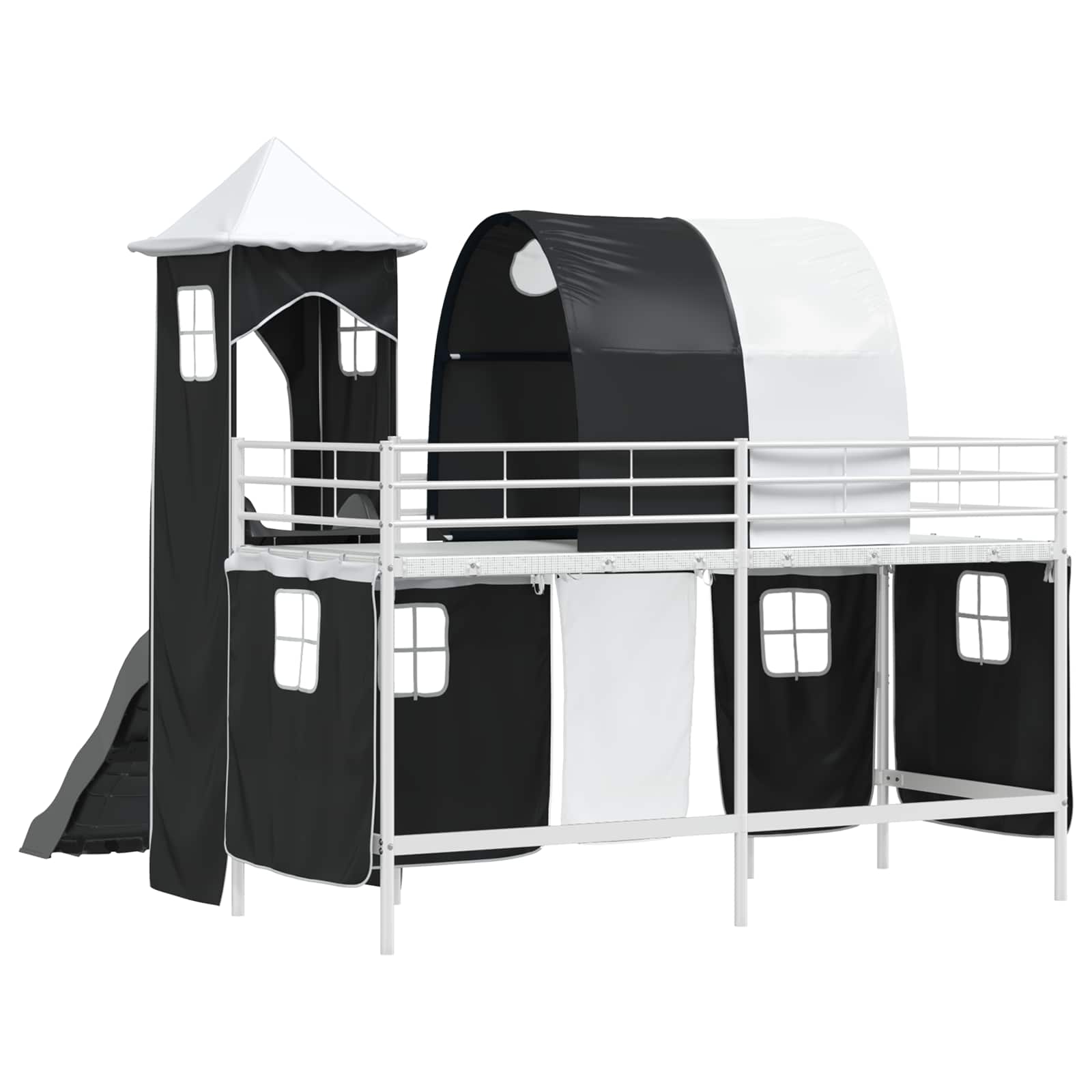 Kinderloftbett Weiß und Schwarz 100 x 190 cm Metall